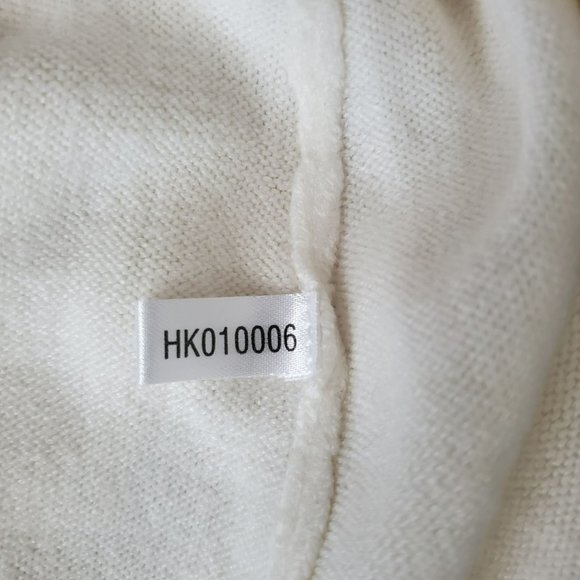 New York & Company Button-Front Flower Applique Cardigan Sweater White Small - Picture 9 of 10